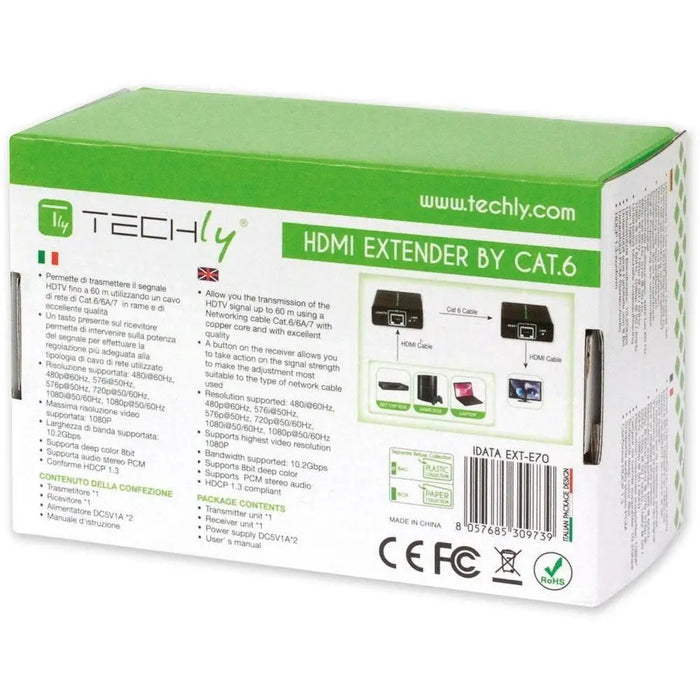 Techly усилвател HDMI Full HD до 60 м кабел Кат. 6 / 6A / 7