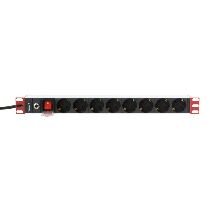 Techly Rack 19" захранващ разклонител 8 изхода Шуко щепсел