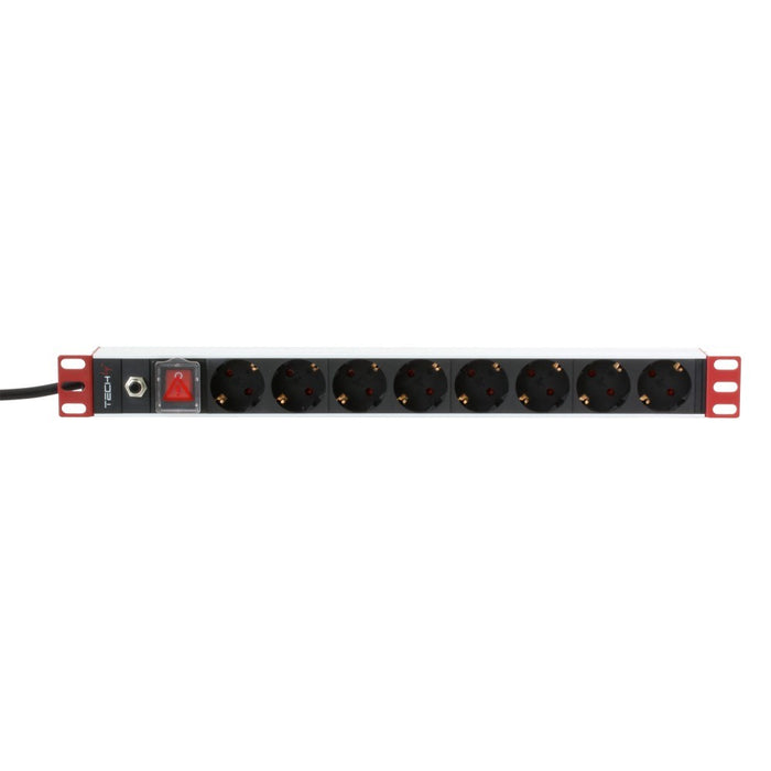 Techly Rack 19" захранващ разклонител 8 изхода Шуко щепсел