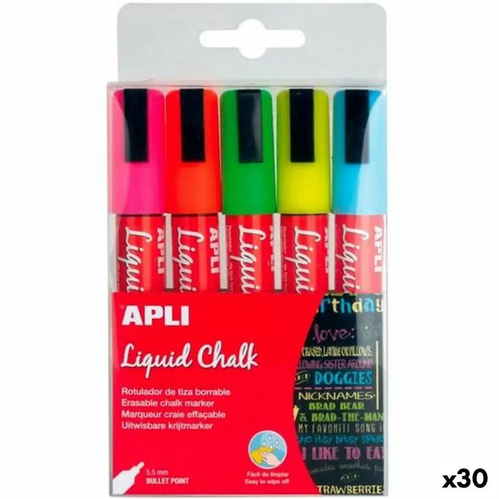 Течни тебеширени маркери Apli 5 Части (30 броя)