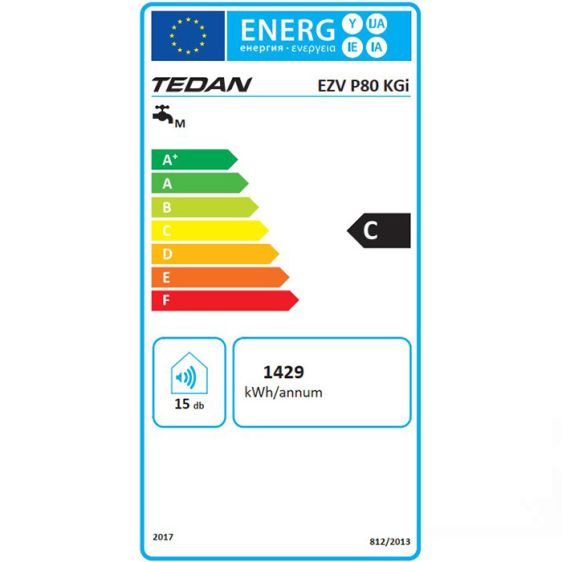 Бойлер TEDAN Ceramic INOX 80 литра, вертикален, неръждаем, 2.1 kW, 376878