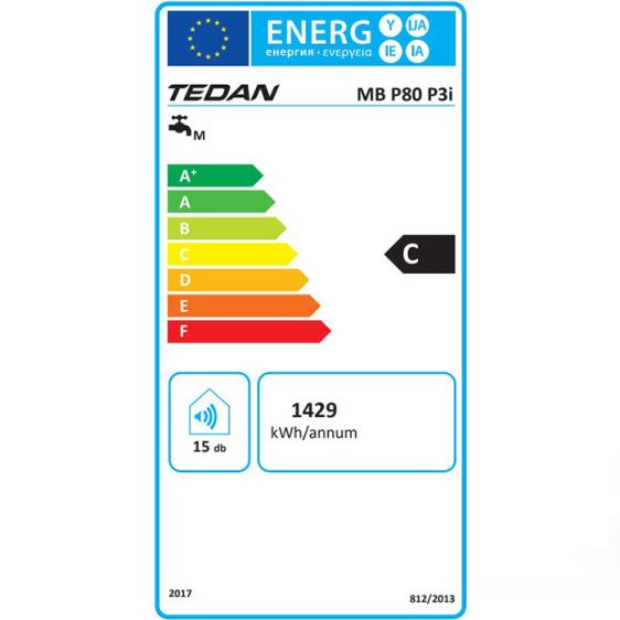 Бойлер TEDAN Classic Pro INOX 80 литра, вертикален, неръждаем, 3 kW