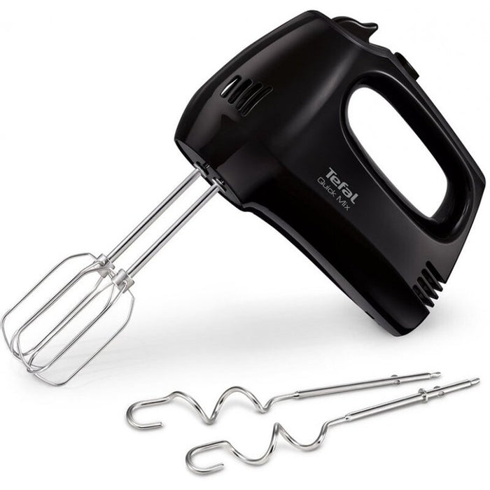 Tefal HT310838, Ръчен миксер, 300W, 5 скорости + турбо, 2 бъркалки, 2 куки за тесто, черен