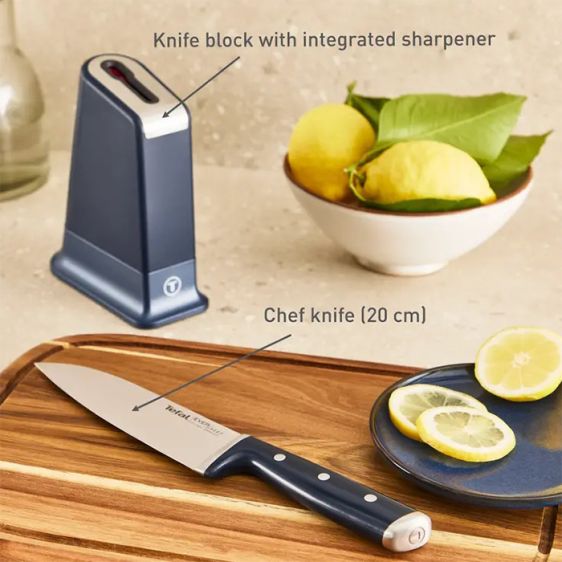Кухненски нож TEFAL Ever Sharp K297S244 + поставка с вградено точило