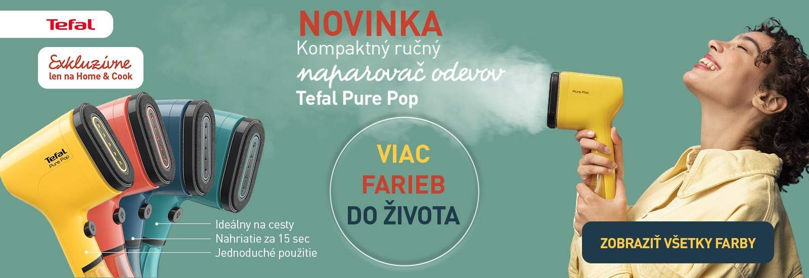 Уред за гладене с пара Tefal - Pure Pop, DT2025F0, 1300 W, 20 g/min, лайм