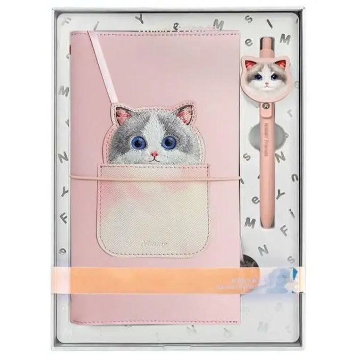 Тефтер Nimmy 2в1 + химикал розов комплект Big Eyed Pet 2.0