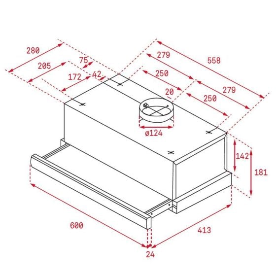 Абсорбатор за вграждане TEKA TL 6420.2 инокс, 360 м³/ч, 60 см 113080008