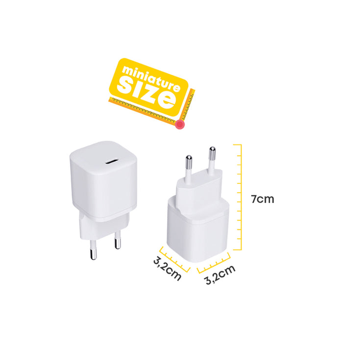 АДАПТЕР 20W USB-C БЪРЗО ЗАРЕЖДАНЕ БЯЛ TEKMEE