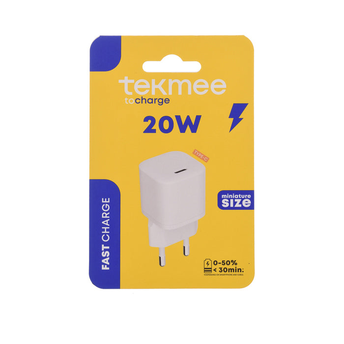 АДАПТЕР 20W USB-C БЪРЗО ЗАРЕЖДАНЕ БЯЛ TEKMEE