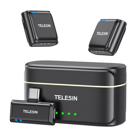Безжичен микрофон за връзка TELESIN + външна батерия за телефони (USB-C)