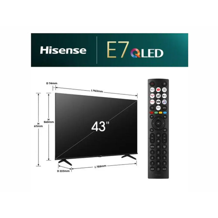 Телевизор Hisense 43E7Q 109 см 3840x2160 UHD-4K 43 inch QLED