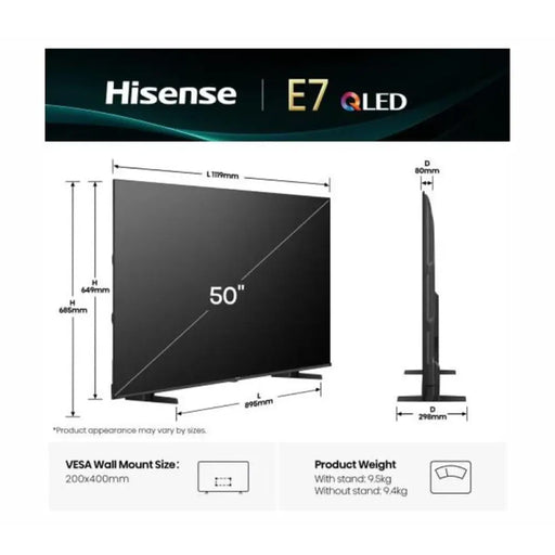 Телевизор Hisense 50E7Q 126 см 3840x2160 UHD-4K 50 inch QLED