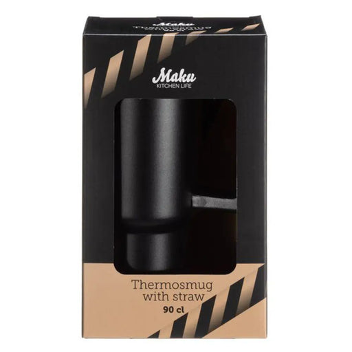 ТЕРМО ЧАША С ДРЪЖКА И СЛАМКА 900ML BLACK MAKU