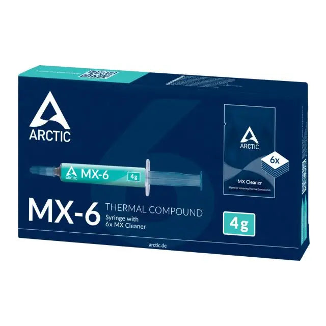Термо паста с 6 бр почистващи кърпички ARCTIC MX-6 4g Сив