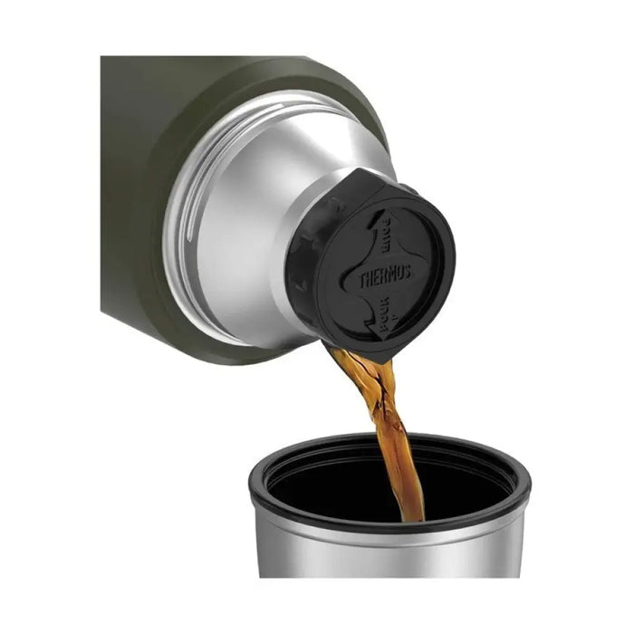 ТЕРМОС 470 мл термос с поставка за чаша - армейски зелен