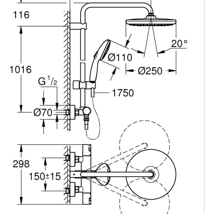 ТЕРМОСТАТНА ДУШ СИСТЕМА 266772431 GROHE VITALIO START 250