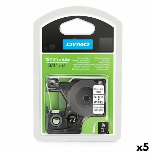 Термотрансферна лента Dymo D1 16960 Бял Черен 19 mm x 5,5 m