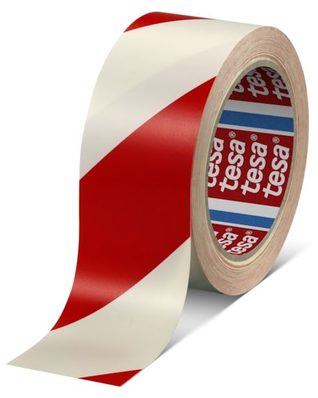 Маркираща лента Tesa - Marking Tape, 33 m x 50 mm, червена/бяла