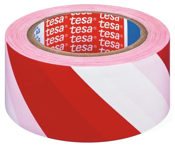 Маркираща лента Tesa - Marking Tape, 33 m x 50 mm, червена/бяла