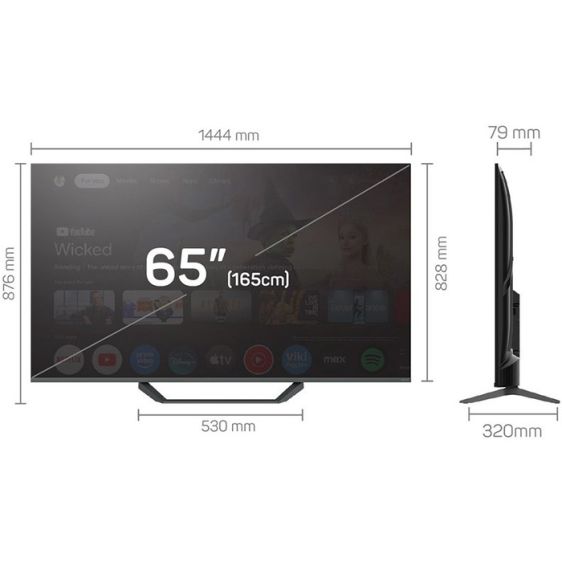 Телевизор TESLA Q65E655GUS, 65"(165см), 4K Ultra HD, Google TV