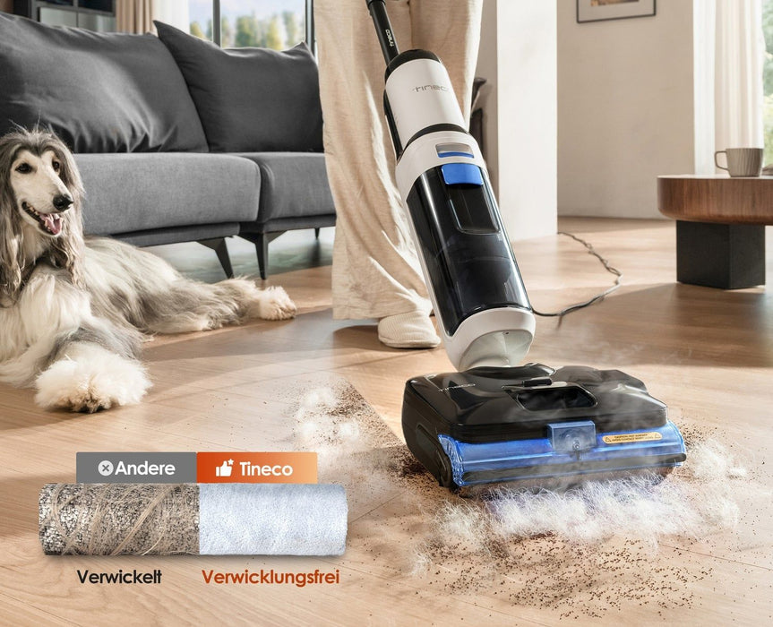 Вертикална прахосмукачка Tineco - Floor One S6 Stretch Steam Plus, HEPA, с кабел, бяла
