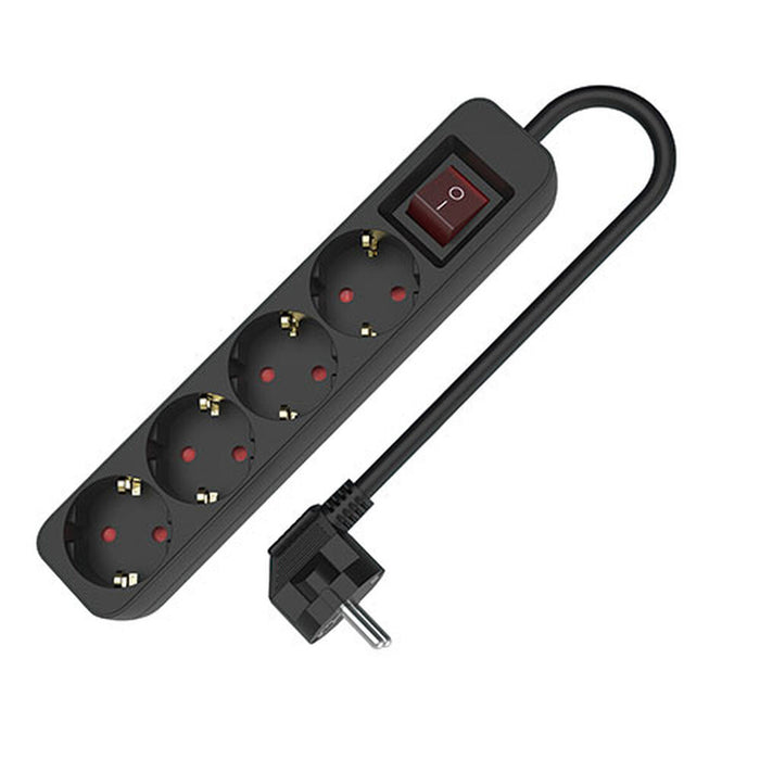 Табло с 4 гнезда с бутон за включване TM Electron TMUAD504SBK Черен 3680 W (1,5 m)