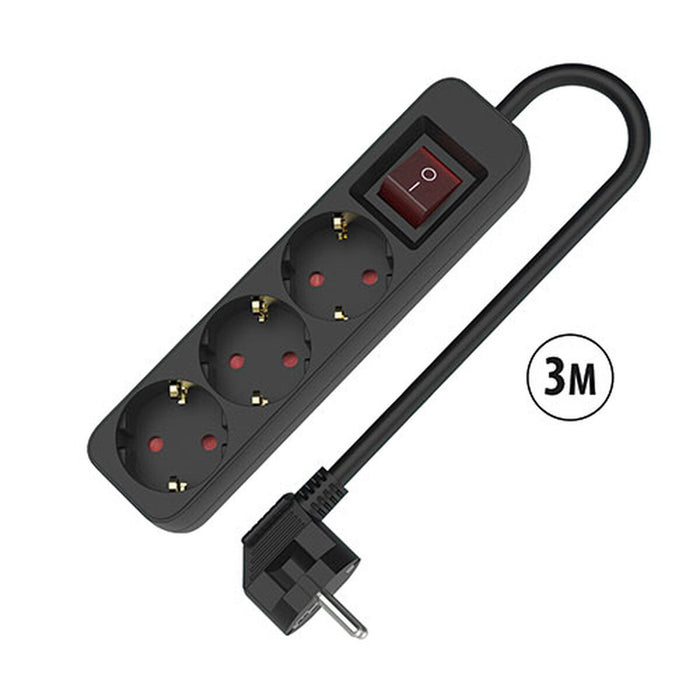 Табло с 3 гнезда с бутон за включване TM Electron TMUAD533SBK Черен 3680 W 250 V (3 m)