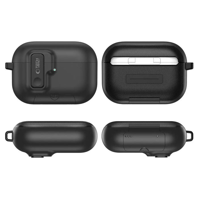 Тънък калъф Tech-Protect с кука за AirPods Pro 3 - черен