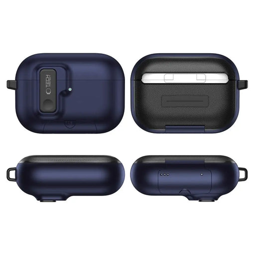 Тънък калъф Tech-Protect с кука за AirPods Pro 3 - тъмносин