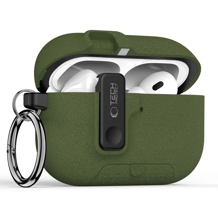 Тънък калъф Tech-Protect с кука за AirPods Pro 3 - зелен