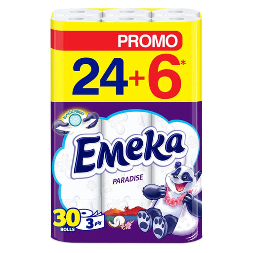ТОАЛЕТНА ХАРТИЯ 3 ПЛАСТА PARADISE 24 + 6 БР EMEKA