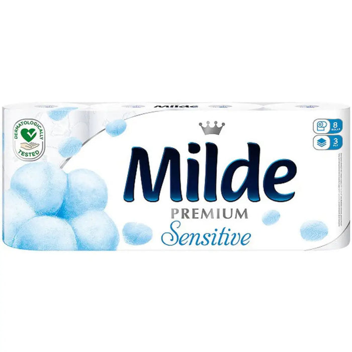ТОАЛЕТНА ХАРТИЯ MILDE PREMIUM SENSITIVE 8 БРОЯ 3 ПЛАСТА