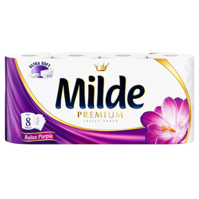 ТОАЛЕТНА ХАРТИЯ PREMIUM RELAX PURPLE 8 БРОЯ 3 ПЛАСТА MILDE