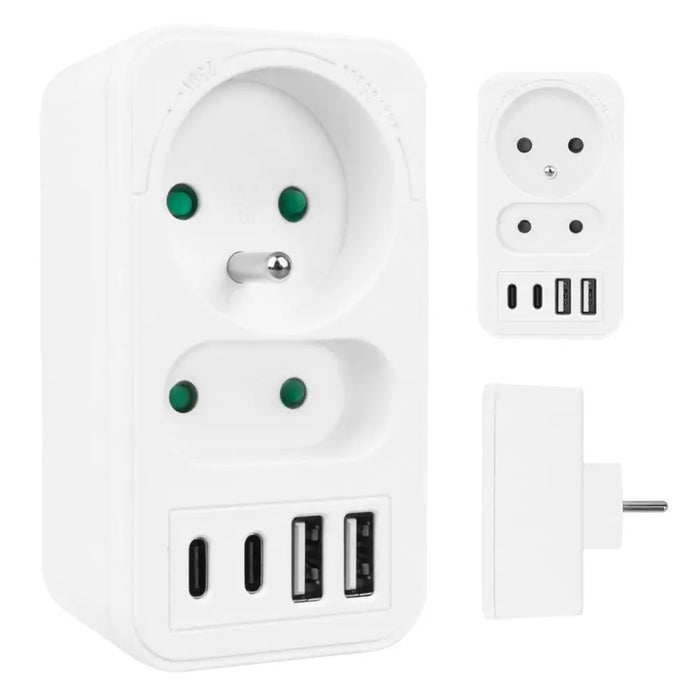 Токов контакт x2 + 4xUSB Maclean разклонител с 2 контакта