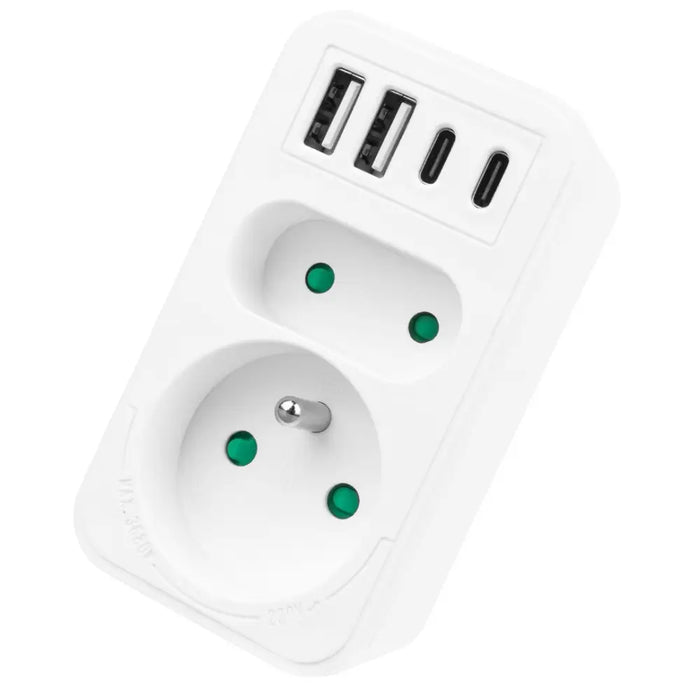 Токов контакт x2 + 4xUSB Maclean разклонител с 2 контакта