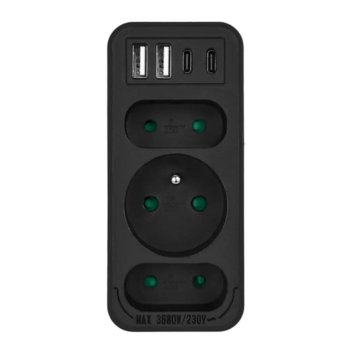 Токов контакт x3 + 4xUSB Maclean разклонител с 3 гнезда