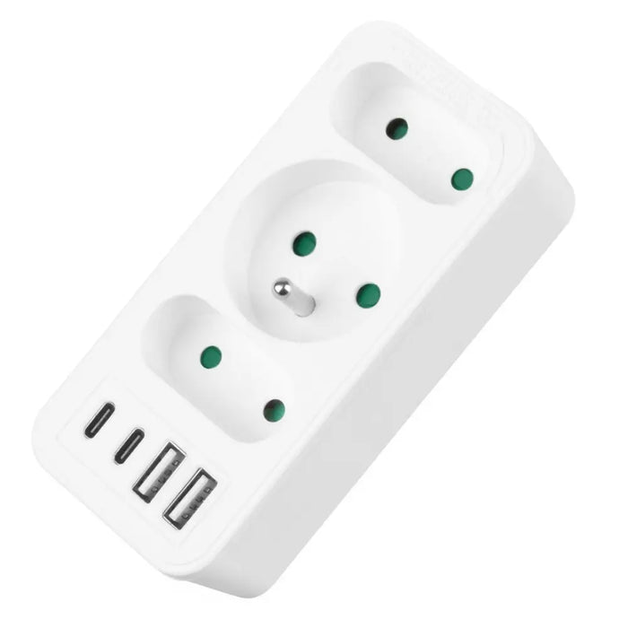 Токов контакт x3 + 4xUSB Maclean разклонител с 3 гнезда