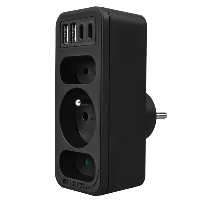 Токов контакт x3 + 4xUSB Maclean разклонител с 3 гнезда