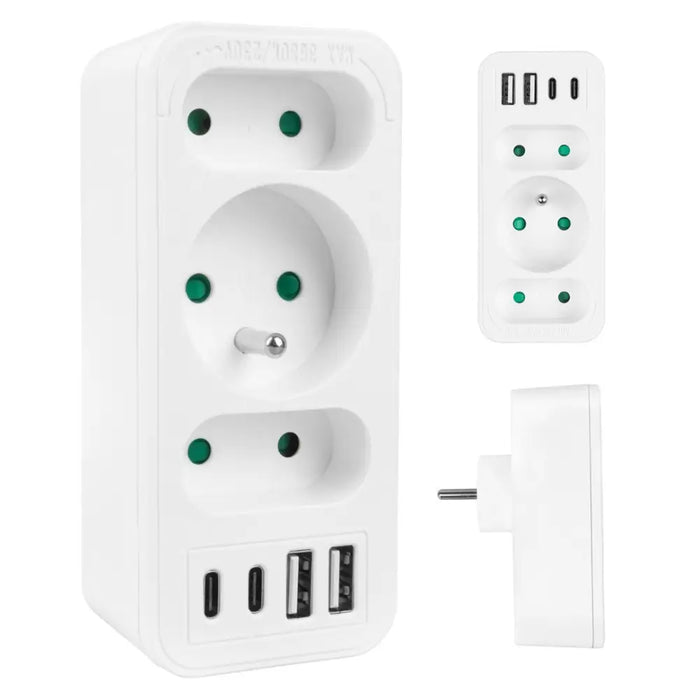 Токов контакт x3 + 4xUSB Maclean разклонител с 3 гнезда