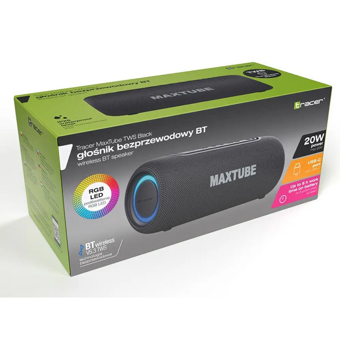 Тонколони Tracer MaxTube 20W TWS bluetooth черни TRAGLO47358