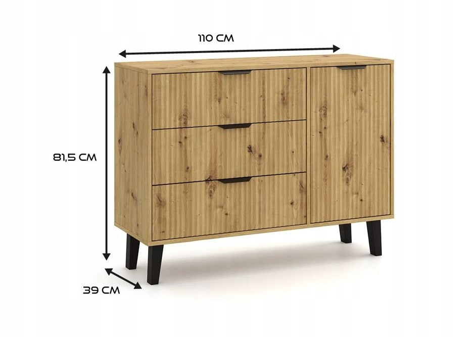 Скрин с чекмеджета SCANDI 1D3S SLIM OAK ARTISAN