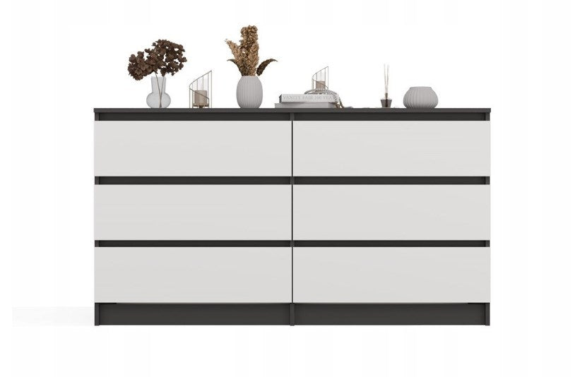 M6 MALWA СКРИН С ЧЕКМЕДЖЕТА 140 СМ 6 ЧЕКМЕДЖЕТА АНТРАЦИТ/БЯЛ