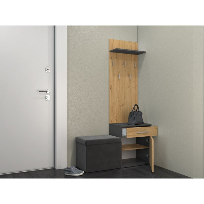 Закачалка за дрехи Topeshop DUO WIESZAK ANT/ART, антрацит, дъб