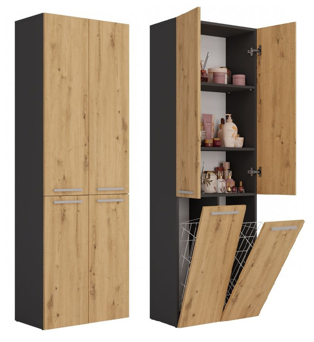 Topeshop NEL 2K DD ANT/ART KP шкаф за баня Графит, Дъб