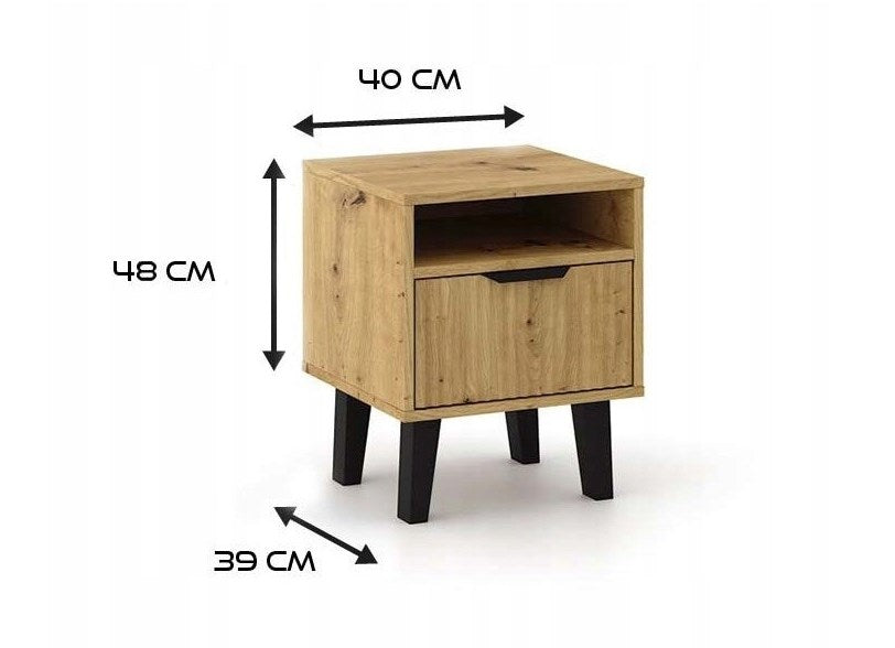 Нощно шкафче SCANDI 1S SLIM OAK ARTISAN