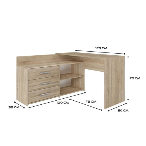 Topeshop DANY SONOMA KPL Бюро за компютър Цвят дъб