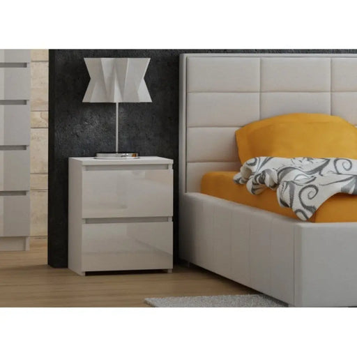 Topeshop M2 BIEL POŁYSK FRONT нощно шкафче/нощно шкафче 2