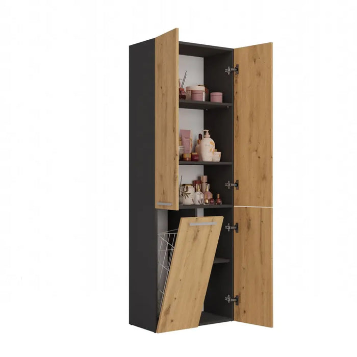 Topeshop NEL 1K DD ANT/ART KP шкаф за баня Графит Дъб