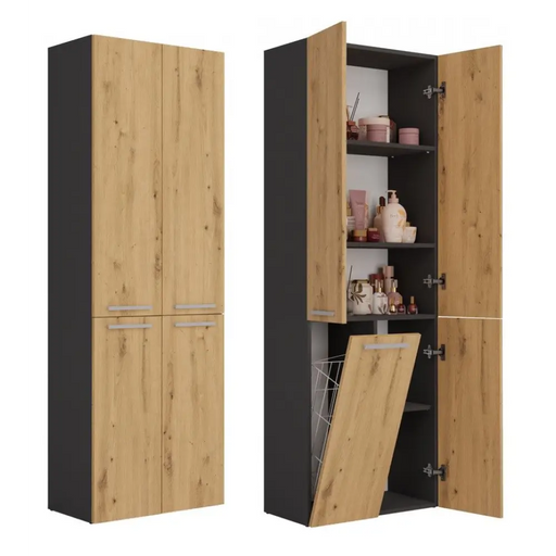 Topeshop NEL 1K DD ANT/ART KP шкаф за баня Графит Дъб