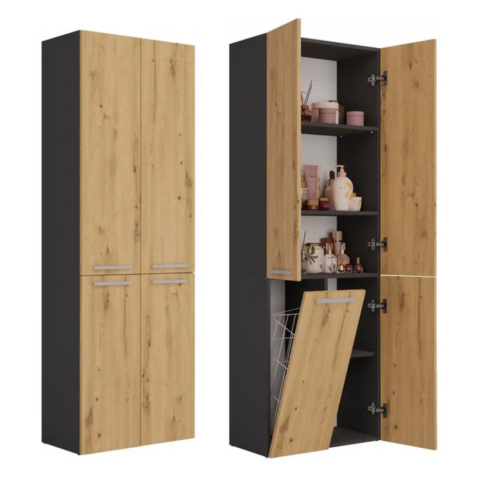 Topeshop NEL 1K DD ANT/ART KP шкаф за баня Графит Дъб